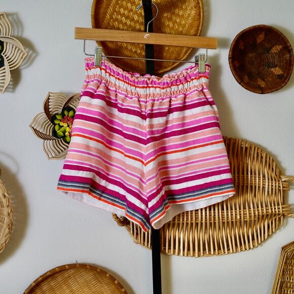 Lemlem‎ Womens Pink Striped Elastic Waist Slip-on Shorts Multicolor Size L - Picture 1 of 6